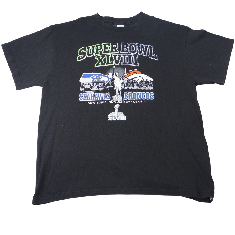 Super Bowl XLVIII Seahawks vs Broncos T Shirt XL Black NFL‎ Football